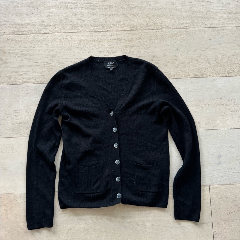 APC Black Cardigan merino wool / Silk M